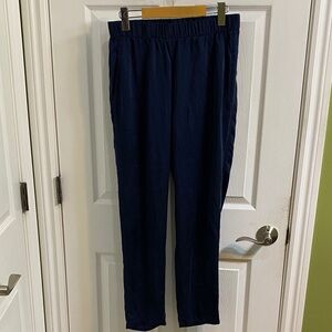 Eileen Fisher Tapered Navy Silk Spandex Pants Trousers Womens Size Small Elegant
